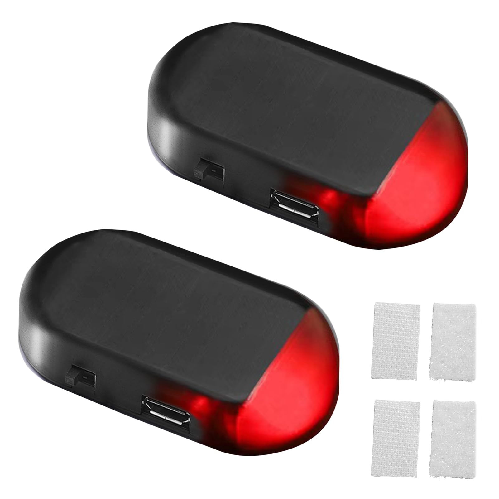 Wireless Car Alarm, 2 Pack Solar Night Light for Car, Solar Security Warning System, Anti-Theft Flashing Light (Red)