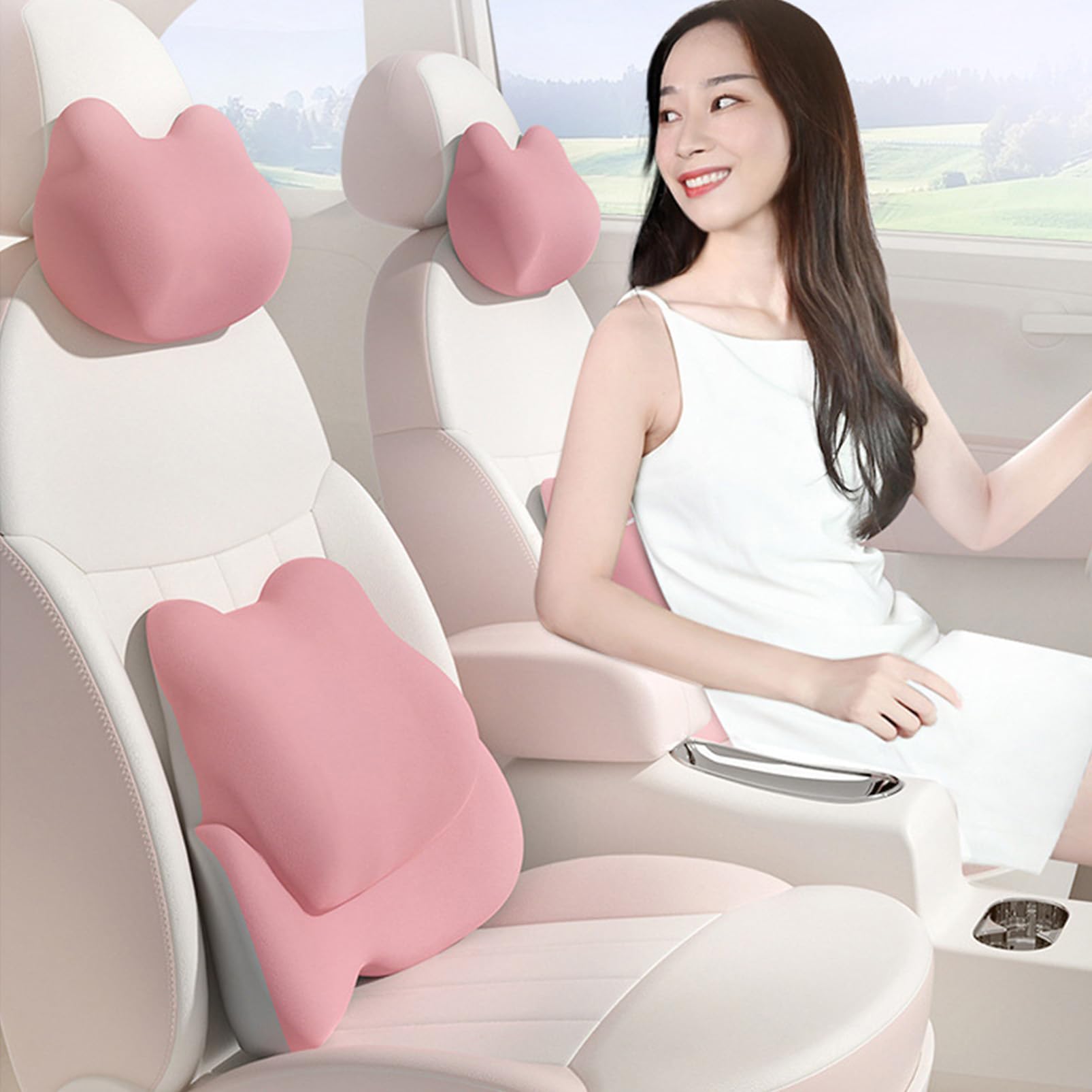 Cuscini Ortopedici in Memory Foam, Cuscino per Coccige e Supporto Lombare, per Dolore a Schiena e Colonna, per Casa, Ufficio e Auto,Rosa
