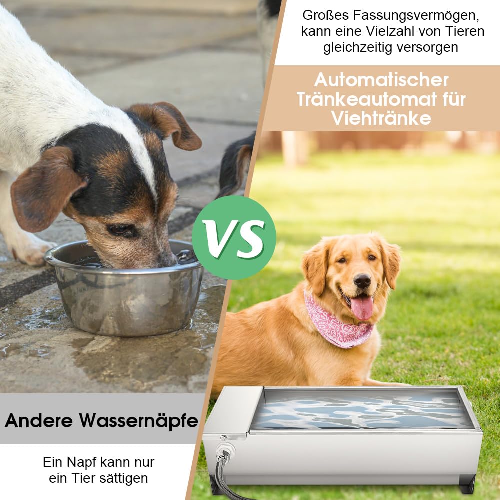 Bebedero Automático para Ganado, 7.5L, Acero Inoxidable, Dispensador de Agua de Autollenado para Vacas, Tanque de Agua Resistente con Válvula