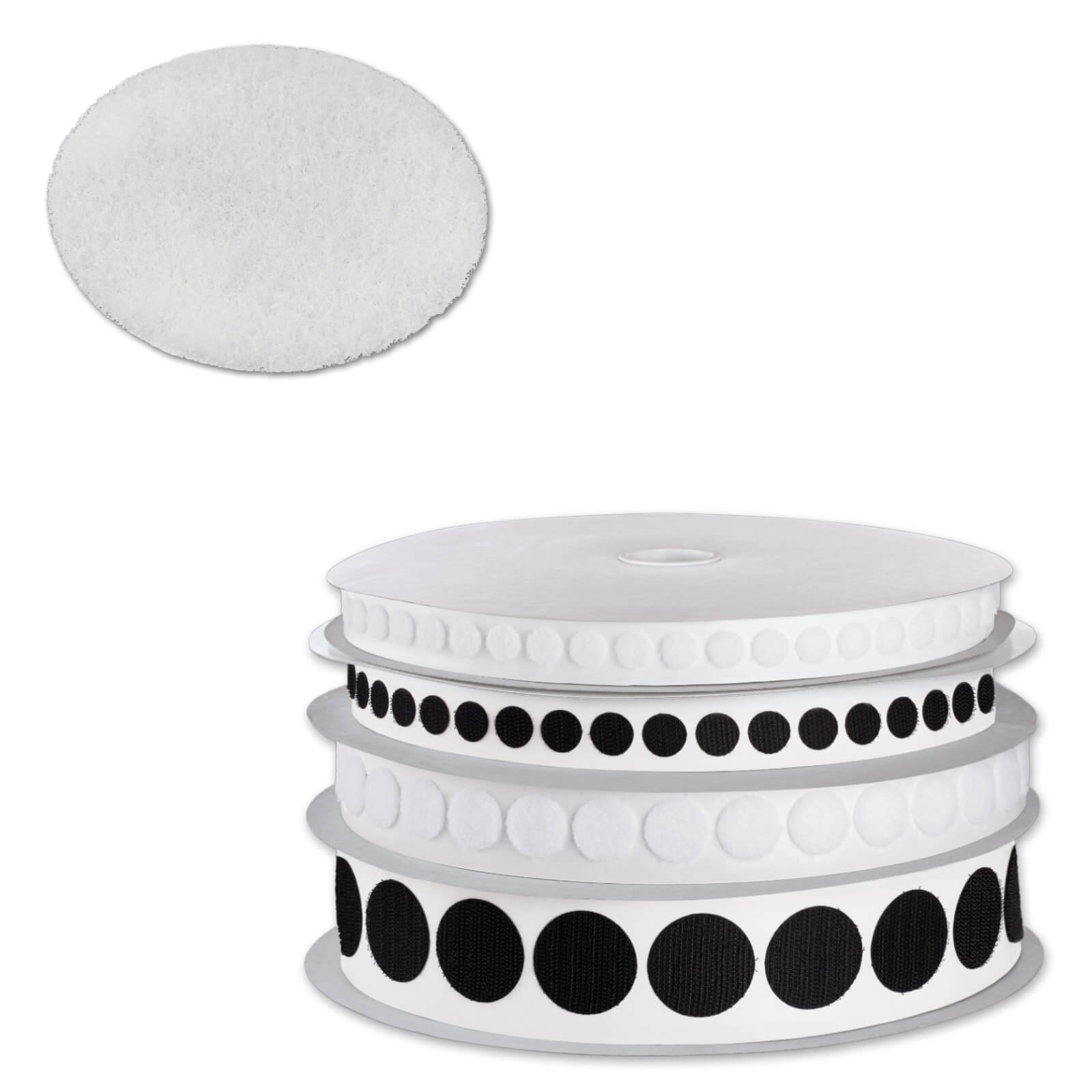 MASHPAPER Flauschpunkte Klettpunkte selbstklebend | weiß oder schwarz | Durchmesser frei wählbar | 33 mm weiß 856033