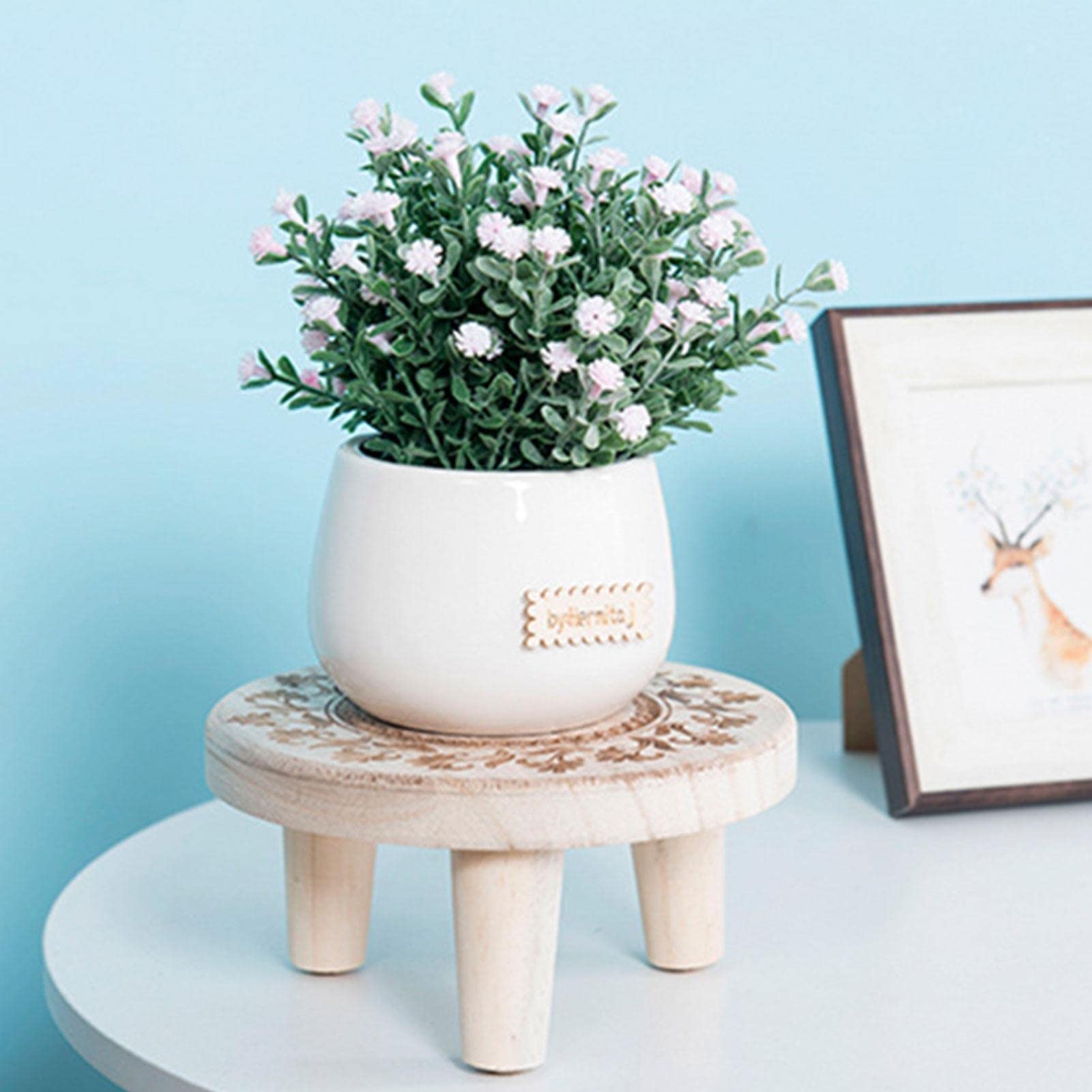 Blumenhocker Holzhocker Klein Echt Pflanzenhocker Teak Kleiner Deko Hocker Blumenhocker Massiv Aus Handarbeit