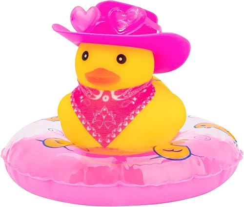 wonuu Decoración de pato de goma para automóvil, accesorios de decoración de tablero de instrumentos de vaquero occidental con mini anillo de