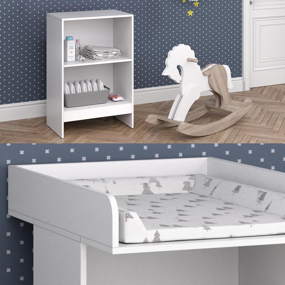 Vicco Cómoda Cambiador Leo, Blanco, 60 x 103 cm, con Estante Abierto y Cambiador extraíble