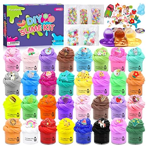 Purpledi Kit de Mini Slime Fluffy 35 Couleurs, DIY Putty Jouets pour Enfants, Non Collant, Super Doux et Antiadhésif,Jouet Anti-Stress pour Filles et Garçons