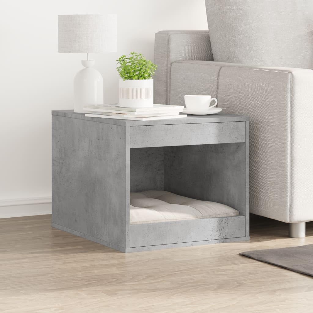 Katzentoilette Holzwerkstoff Betongrau 47x59x42 cm | Verstecktes Design, Beistelltisch, Aufbewahrungsmöbel, pflegeleicht mit feuchtem Tuch