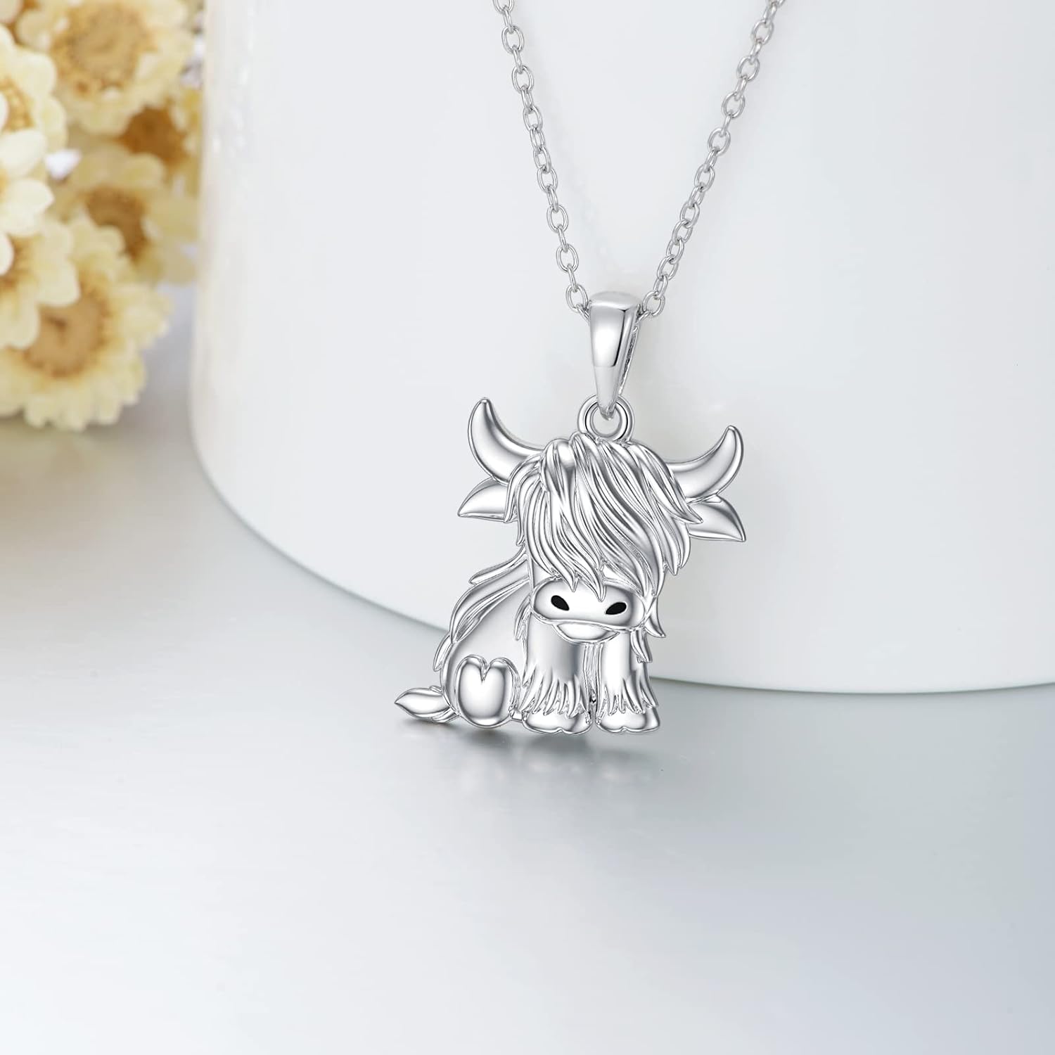 Highland Cow Gifts for Women 925 Sterling Silver Highland Cow Birthstone Necklace Fluffy Cow Jewelry Gifts Birthday Christmas - Image 4