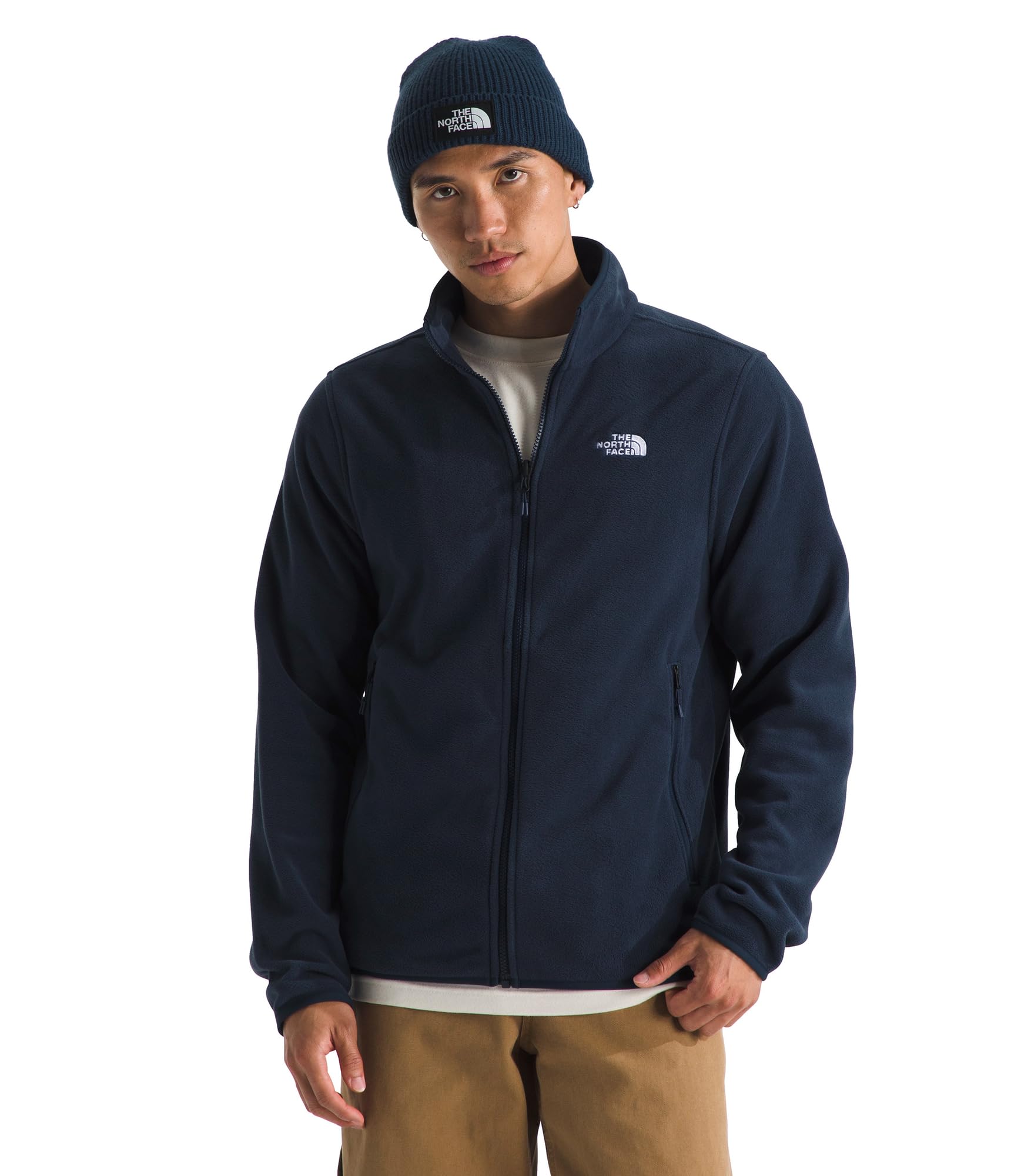The North Face mens Glacier Fleece Jacket | Cold Weather Top With Zippered Hand Pockets & Stretch Binding on the Collar, Cuffs & Hem