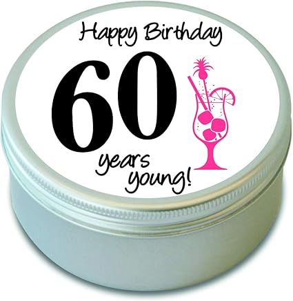 60e Verjaardag Happy 60e Verjaardag Geschenkt Kandel Tin Zestigste Verjaardag 60 Jaar Jong Verjaardag Viering Geurende Kaars 20 Uur Brandtijd Amazon Nl 60 Jaar Jong