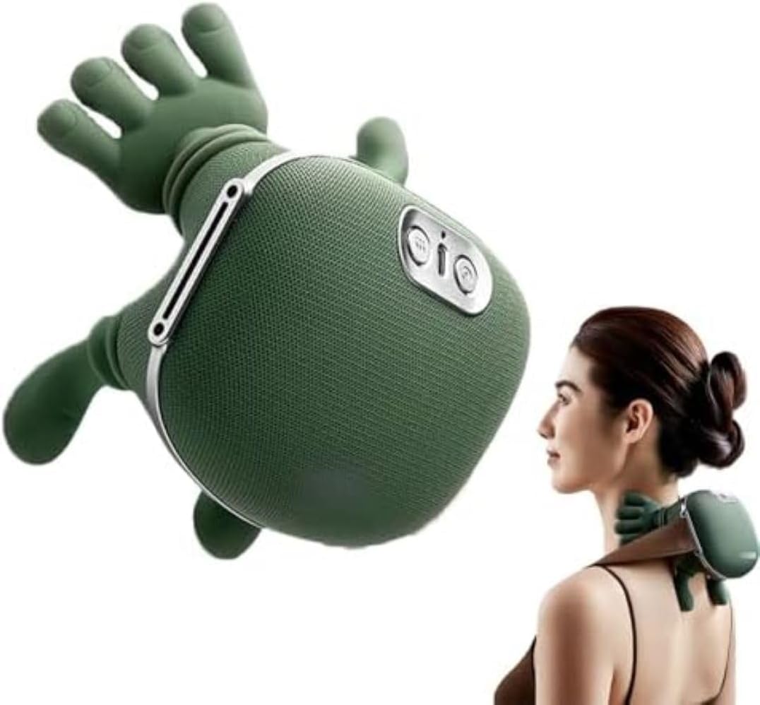 4d Wireless Massager Shiatsu Deep Tissue Relief with Heat, Smart Neck Shoulder Massager Kneading Massage Cervical Relaxer Pillow, Portable Electrics Cordless Gifts for Men Women (Green)