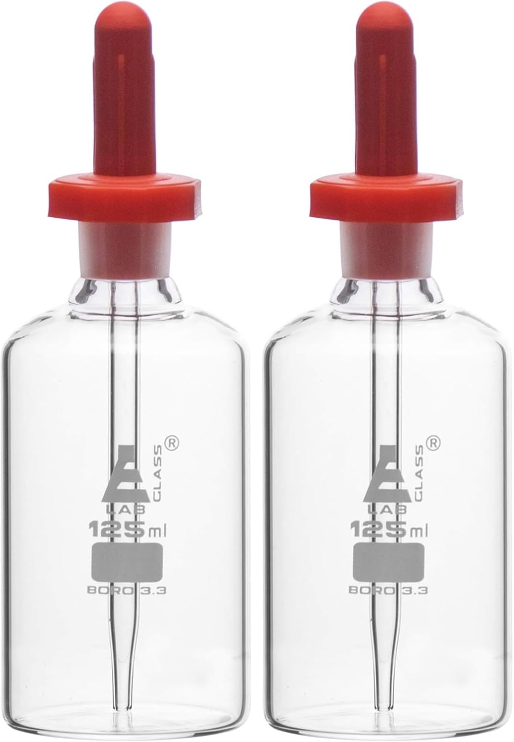 EISCO Dropping Bottle, 125ml (4.2oz) - Borosilicate 3.3 Glass - Eye Dropper Pipette and Dust Proof Rubber Bulb - Octagonal, Non-screw Top Labs