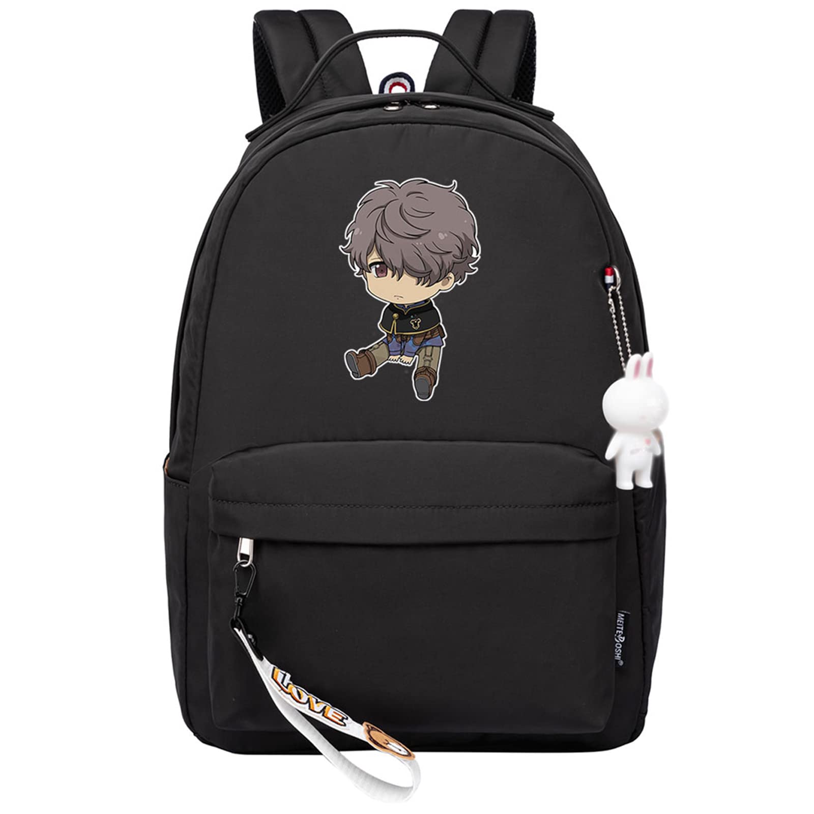 Black Clover Backpack Anime Asta Print Small Pendant Zipper Travel Backpack Cute Cartoon Student Bag for Boys Girls