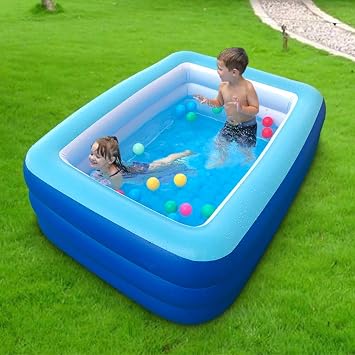 Inflatable Pools, Kiddie Pools, Inflatable Family Swim Play Center Pool with Soft Floor, 82 & 59 inches Durable Swimming Pool, Summer Water Fun for Garden or Backyard or Indoor (82Green&59Blue)