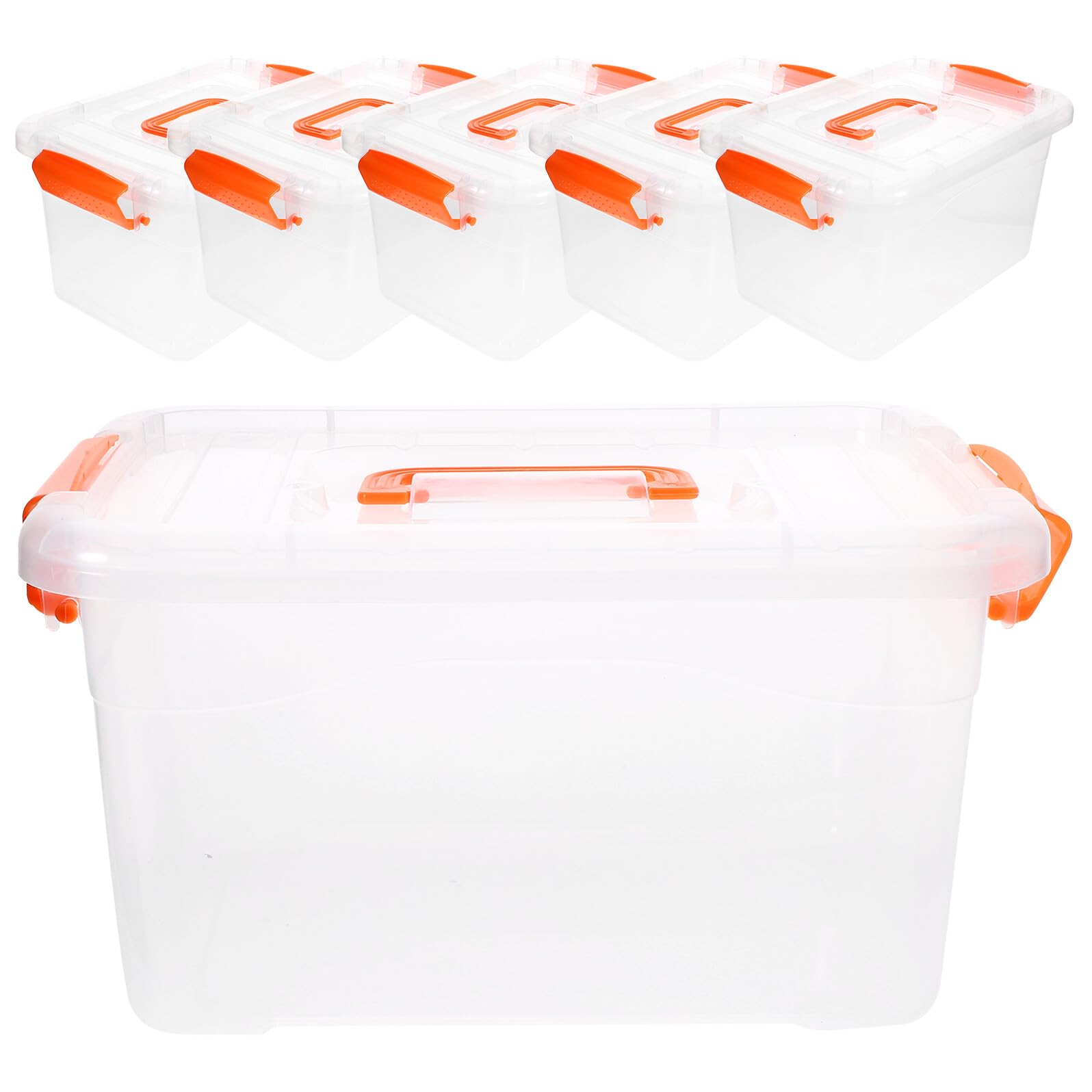 Cajas de Almacenamiento Portátiles Organizadoras Transparentes Juego de 6 de 3l Tapa, Fabricadas en Pp y Abs para Cocina y Hogar