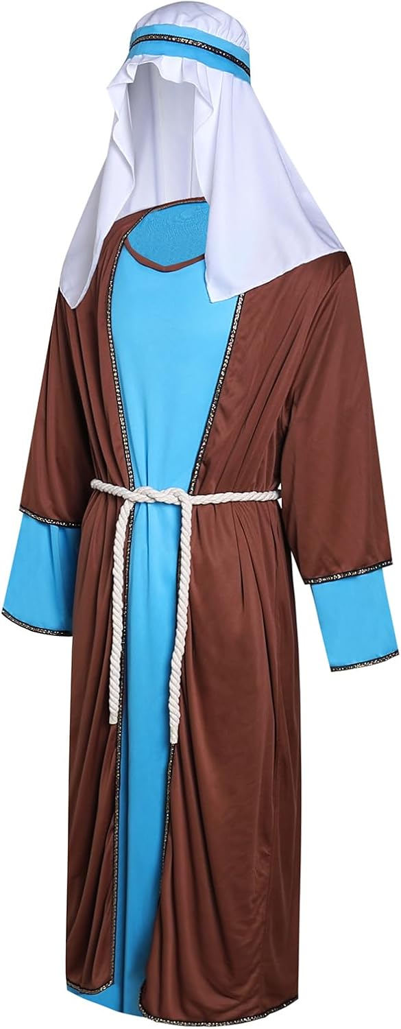 Shepherd Joseph Costume for Men Adult Jesus Nativity Tunic Robe Middle East Biblical Times Cosplay Outfit - Image 4