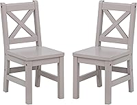 Vista 19 de eHemco Silla infantil con respaldo en X de madera maciza, color café, juego de 2