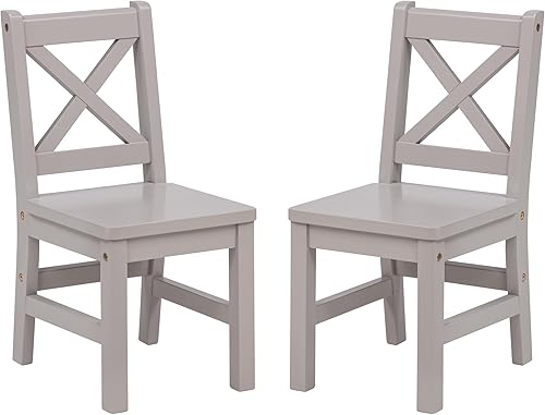 Miniatura 19 de eHemco Silla infantil con respaldo en X de madera maciza, color café, juego de 2 Café,gris (Cozy Grey),Menta, azul,Natural,Verde
