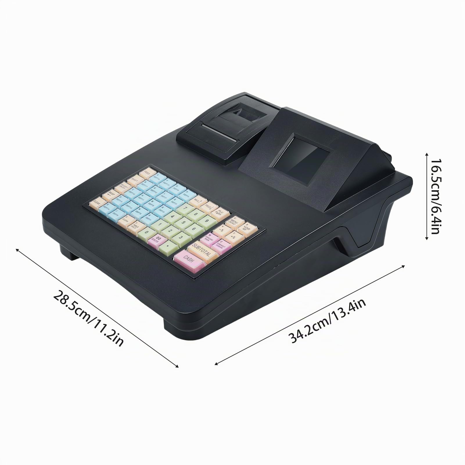 ZJchao T2MINI Elektronische Registrierkasse, 48 Tasten, 2,8-Zoll-Display mit 58-mm-Thermodrucker, USB-RS232-Anschluss für Einzelhandel, Restaurant, Café, Supermarkt (EU-Stecker)