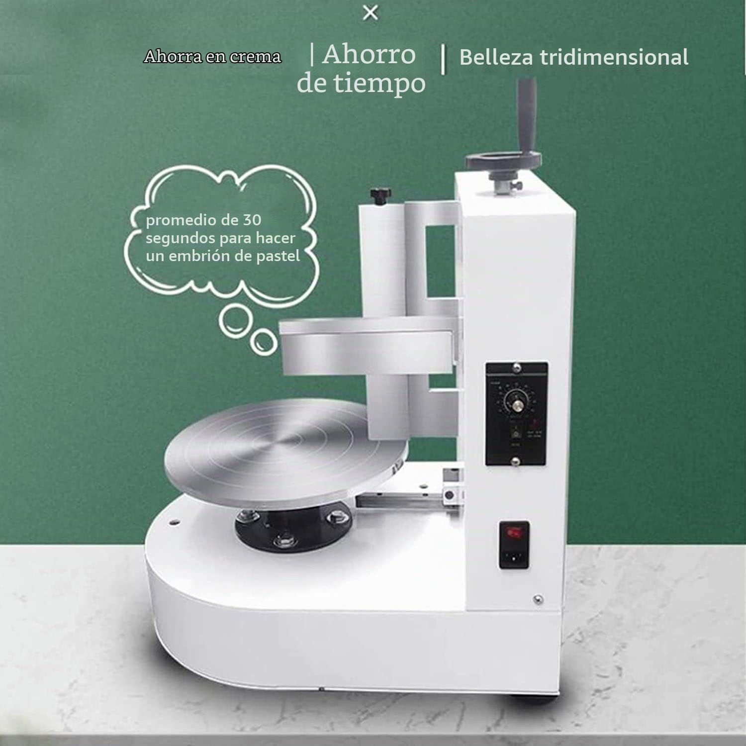 Máquina Semiautomática Formación Hielo para Tartas Cumpleaños, Nivelador Tartas, Esparcidor Decoración Crema, Máquina Alisadora, Raspador Tartas Ajustable 4 A 12 Pulgadas