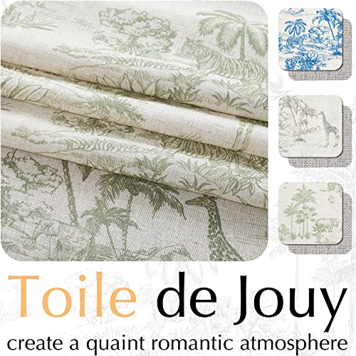Jinchan Linen Valance Curtain Blackout Kitchen Valance For Window Toile De Jouy Valance For Living Room 18 Inch Double Layer Farmhouse Window Valance Overlay Valance Rod Pocket 1 Panel Green On Beige #TOP2