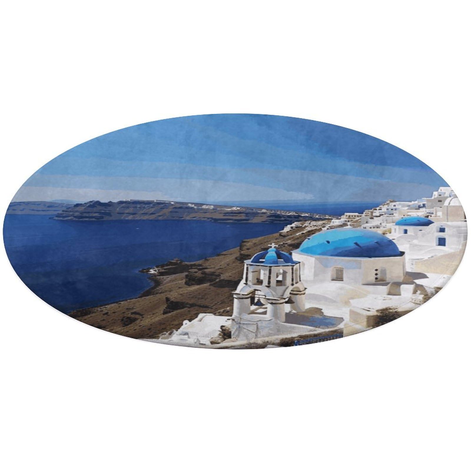 Tapis de bain rond doux absorbant et antidérapant Santorini pour chambre