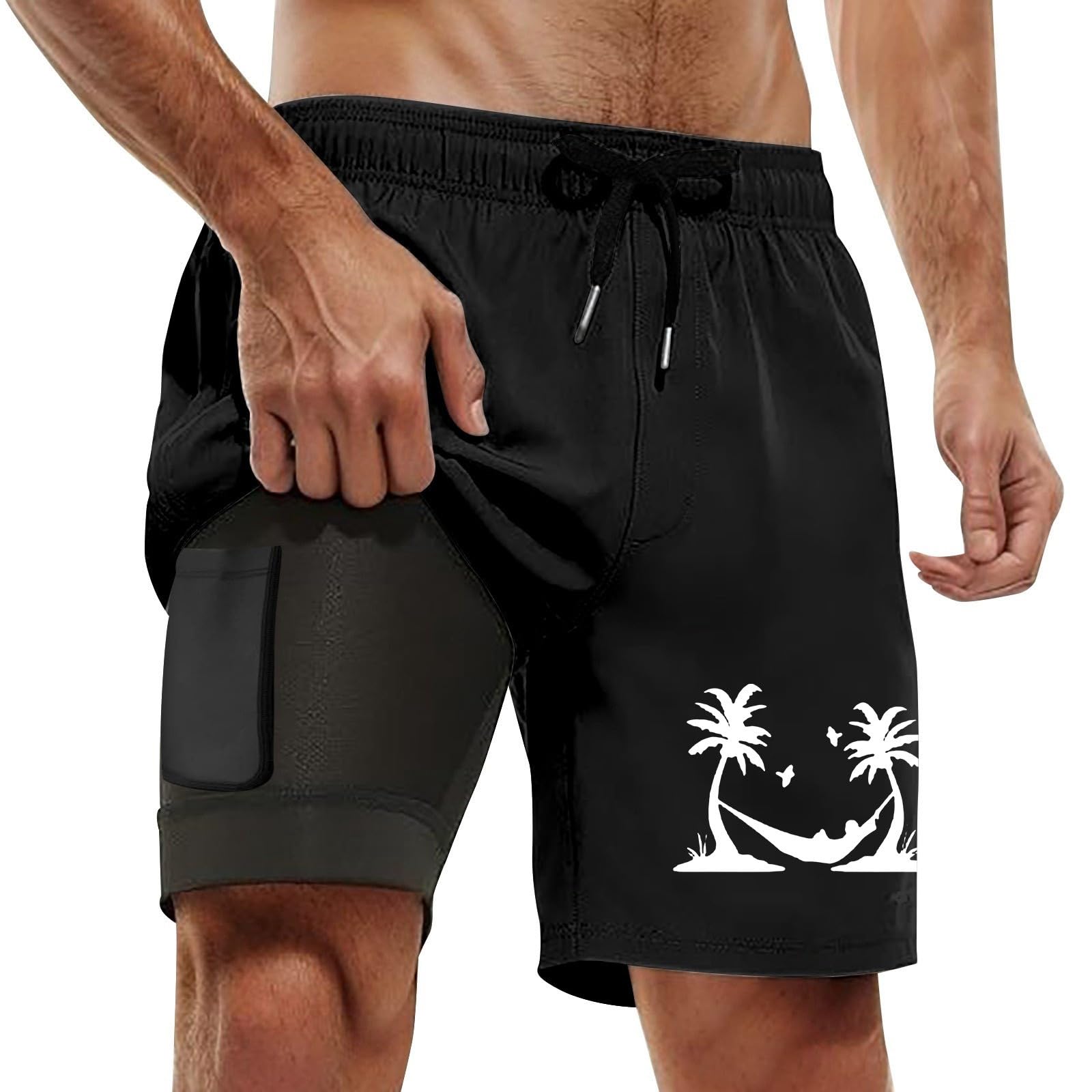 Générique Homme Short de Bain,Boardshort Bermuda Séchage Rapide Bain Garcon Maillot Slip 1 Piece pour Surf Sport Natation Casual Loisir Piscine éTé Bleu