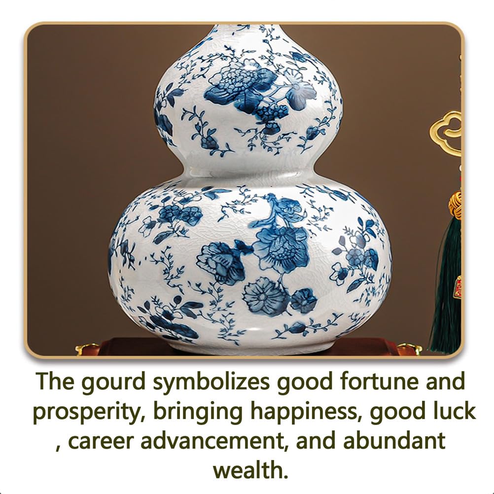 Feng Shui Ceramika Wu Lou Hu Lu Tykwa Chińska Powodzenie na szczęście Fortuna Bogactwo Zdrowie Sukces Tykwa Kolekcjonerski Amulet Dekoracje dla przyjaciół Rodziny Kochankowie,Blue