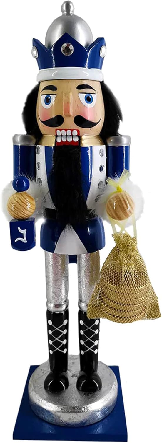 Nutcracker Ballet Gifts Hanukkah Nutcracker King, Jewish Holiday Decorations Holiday Decor, Decorative Wooden Statue, 12-inch