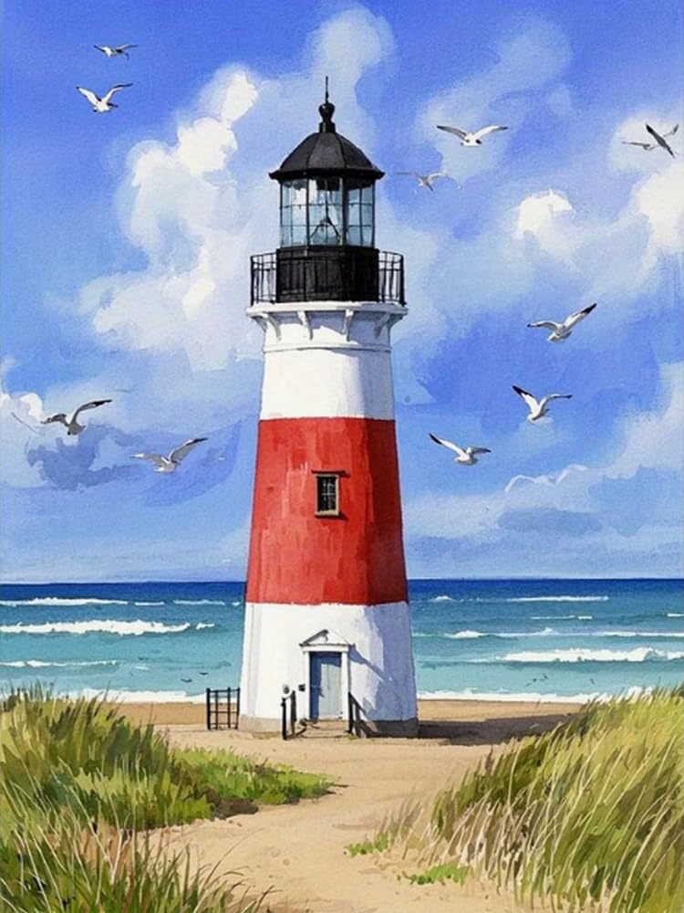 Weiniuniu Diamond Painting Kits For Adults Lighthouse Diy Bead Crystal Rhinestone Craft Easy 5D Dimond Picture Art Home Wall Decorations 50X70cm