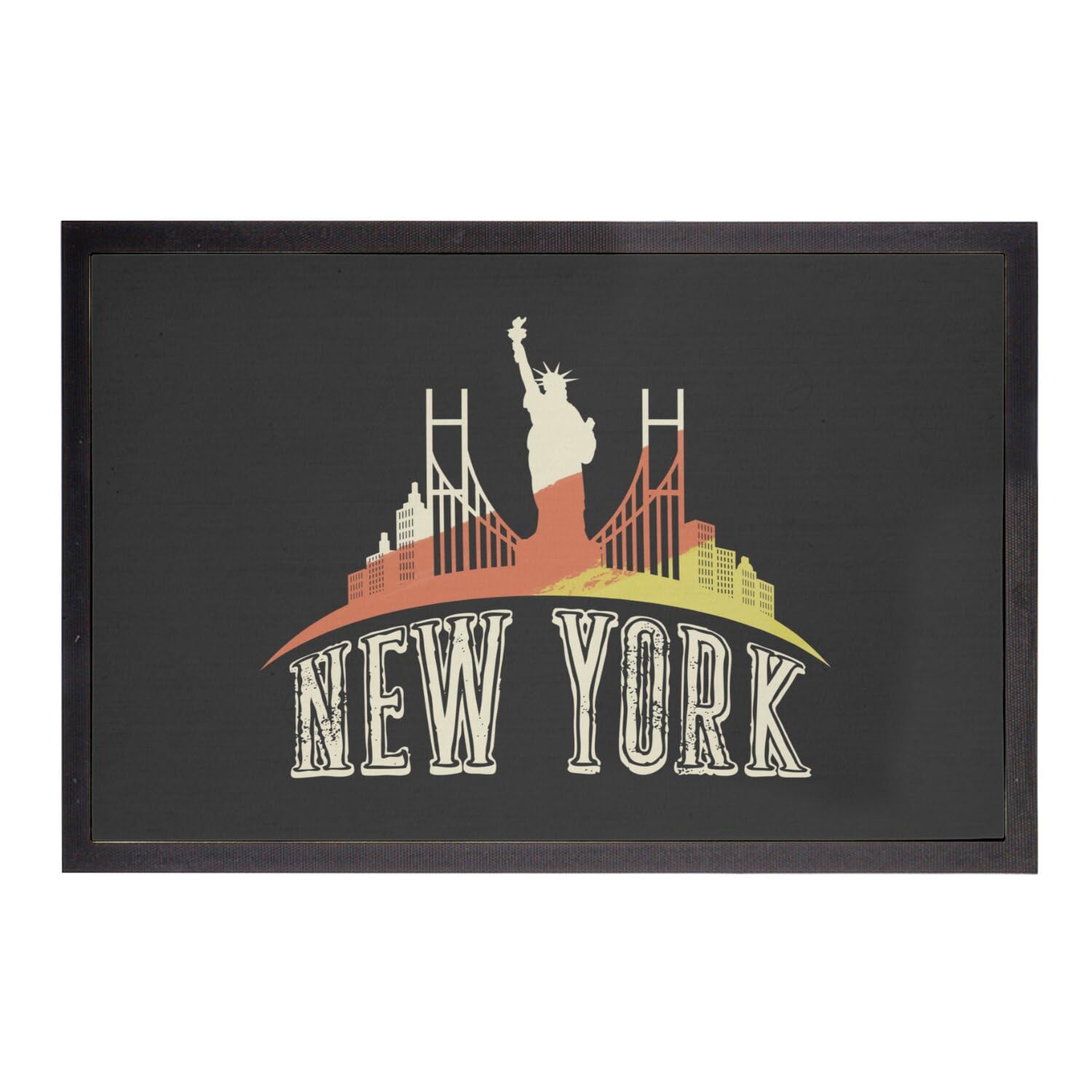 Paillasson New York Skyline tapis de propreté noir 75x50cm