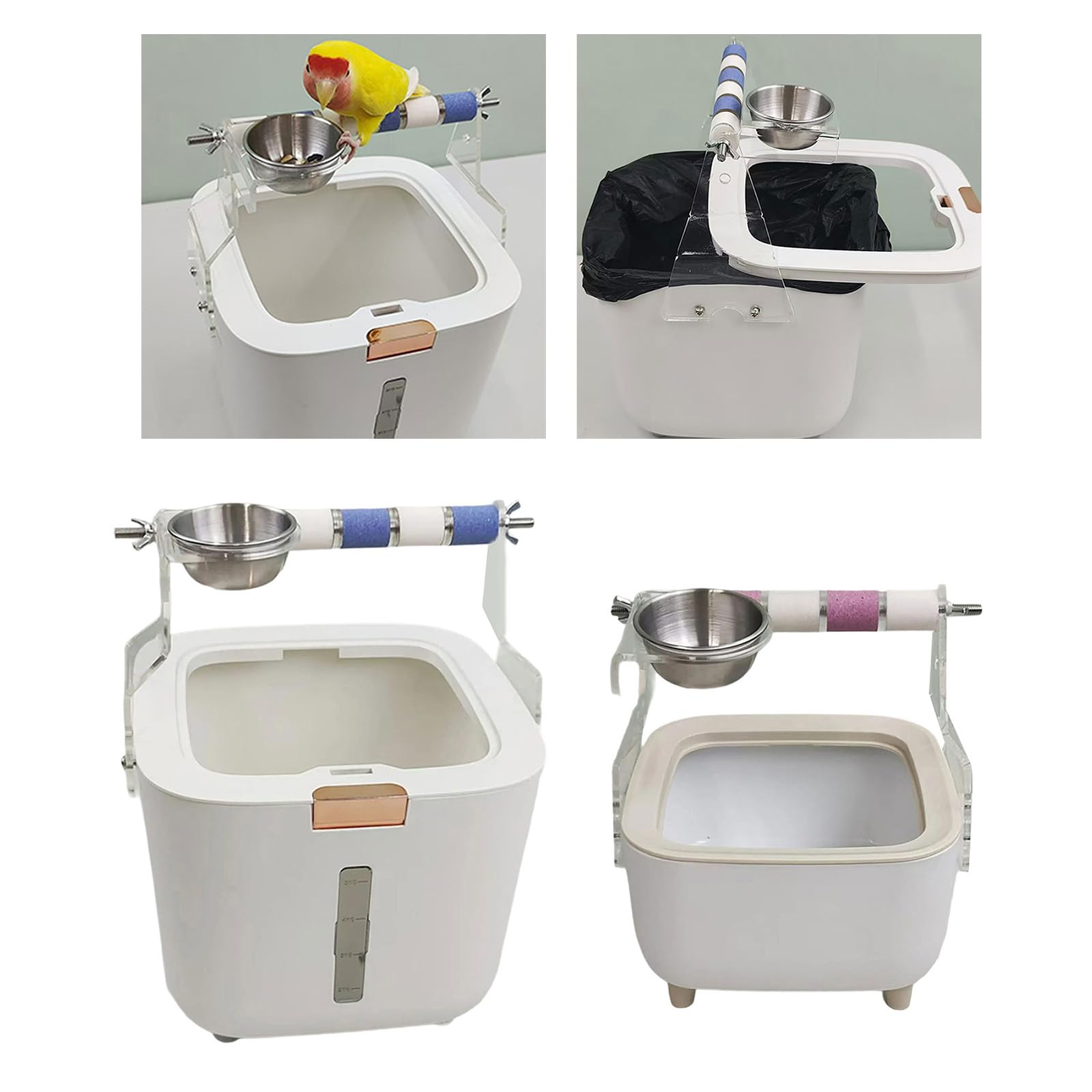 Soporte para Inodoro para pájaros de fácil Limpieza, Cubo extraíble, Percha de pie para periquitos, tortolitos, Accesorios de Entrenamiento para pájaros, Accesorio para Loros
