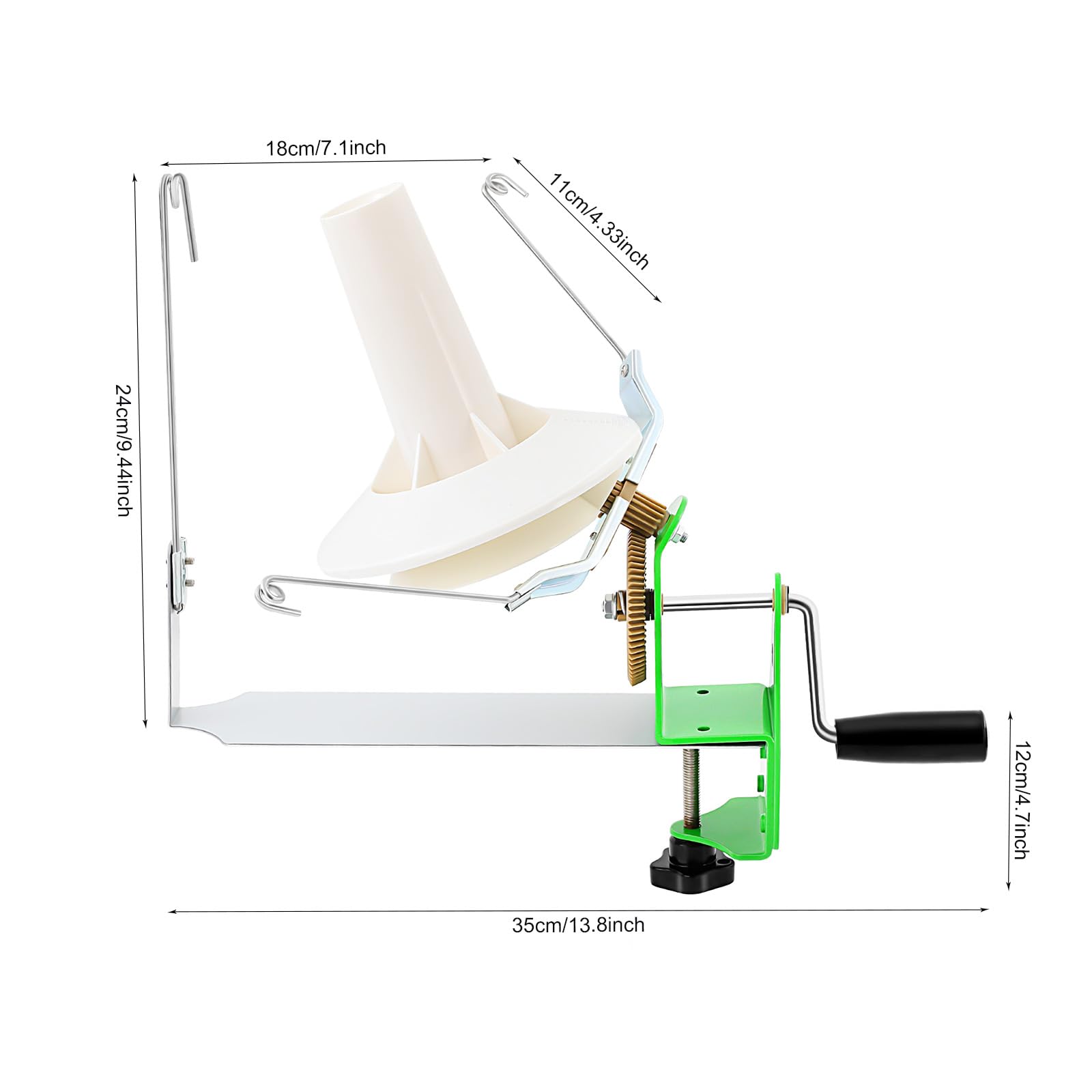 Wool Yarn Ball Winder, Heavy Duty Manual Yarn Winder Machine, Large Capacity Yarn Swift Winder, Table Clamp Winding Tool, Low Noise Knitting Spinner for Home Studio Factory Use