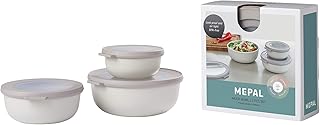 Mepal – Bol Multi-Usage Cirqula Set de 3 – Nordic Blanc – Meal prepping – capacité 350, 750, 120 ML – boîte Alimentaire – étanche – Passe au Four à Micro-Ondes et au congélateur - Convient au Lave