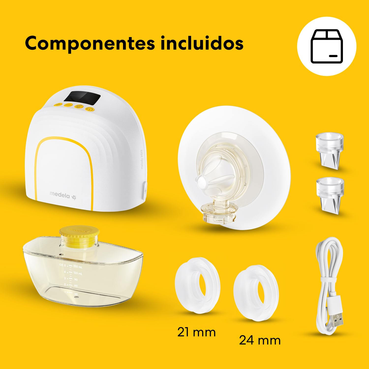 Medela Melody Inbra Extractor manos libres sin cables – ajuste ultra suave, todo en uno, Rendimiento potente, 2 modos y 9 niveles, embudos de silicona, puerto USB-C