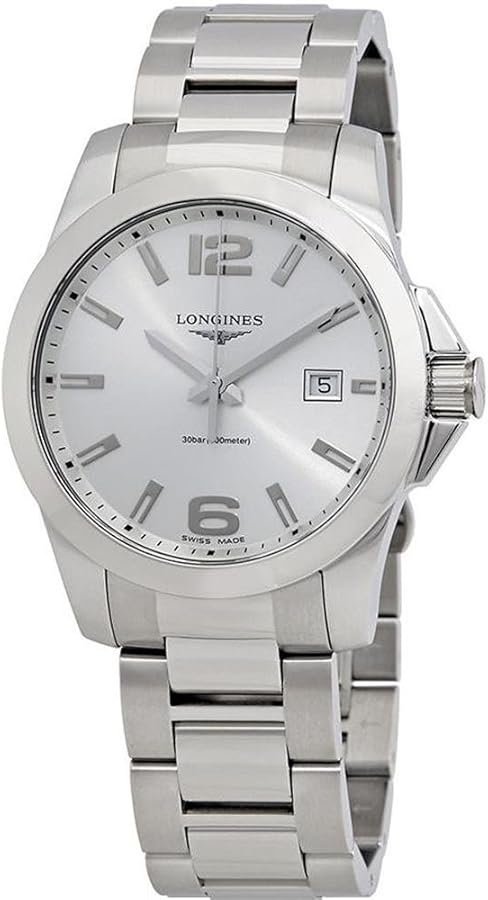 Amazon.co.jp: Longines Conquestシルバーダイヤルステンレススチール 