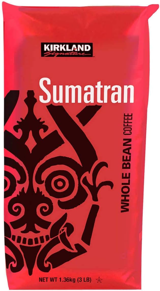 Kirkland Signature Sumatran Whole Bean Coffee, 3 Pound Bag (2 Pack)
