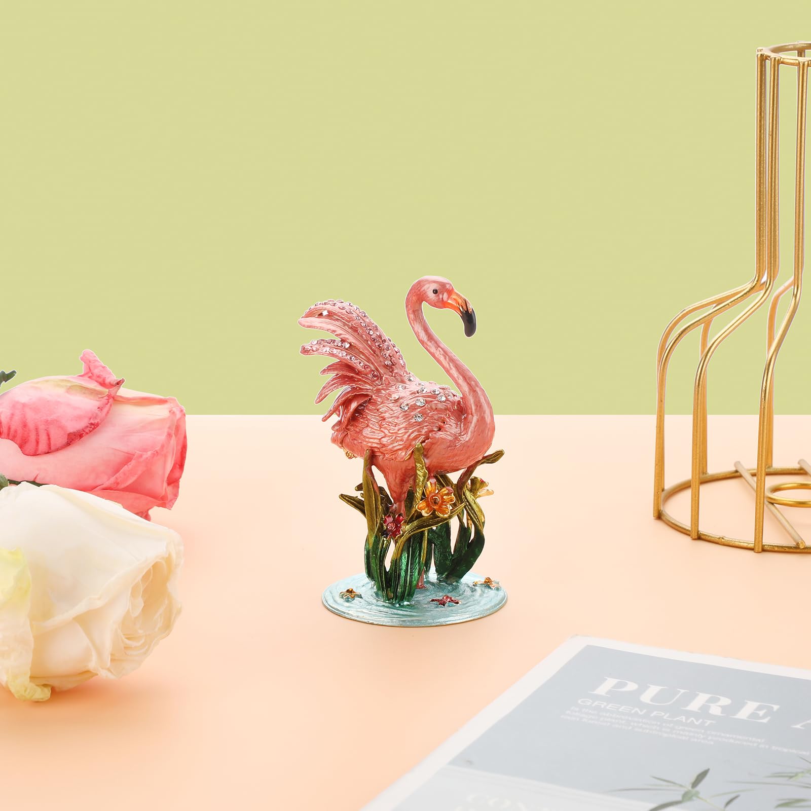 KTNML Lederen Sieraden Doos Flamingo's Gedrukt Reizen Sieraden Case Voor Geschikt Voor Kettingen Oorbellen En Ringen Met Afneembare Baffles