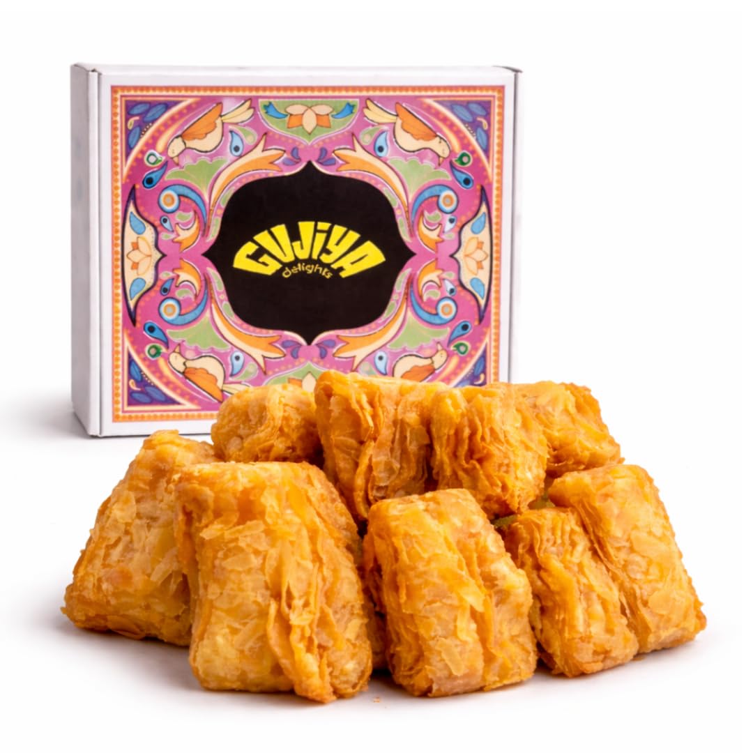 Gujiya Delights Khaja, Traditional Indian Sweet, Crispy Flaky Pastry, Festive Gift Box, Evening Snack (1, 500, gram)-image-46