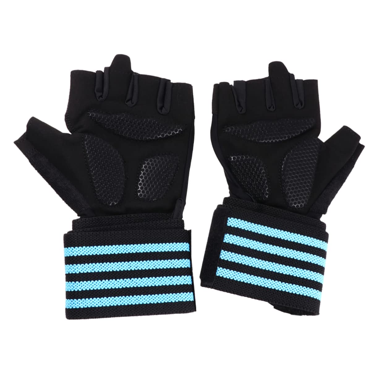 VANZACK 2pares Guantes De Entrenamiento Deportivos para Exterior Protección De Palma Media Dedo Antideslizantes Transpirables para Levantamiento De Pesas y Ejercicios De Fuerza Azul