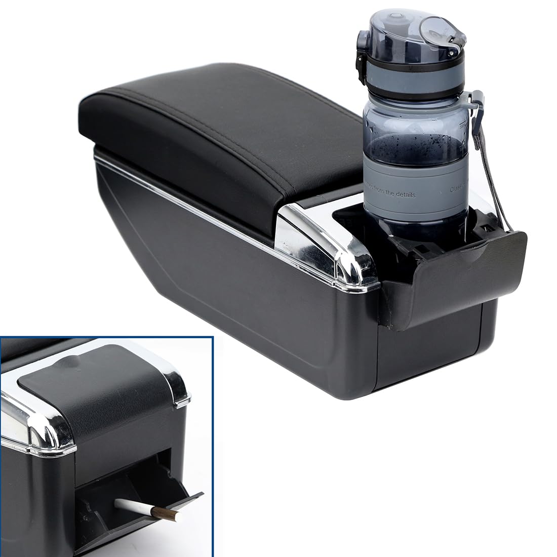 Qirc Accoudoir De Voiture Pour Console Centrale - Hauteur Réglable - Universel, Noir Et Rouge