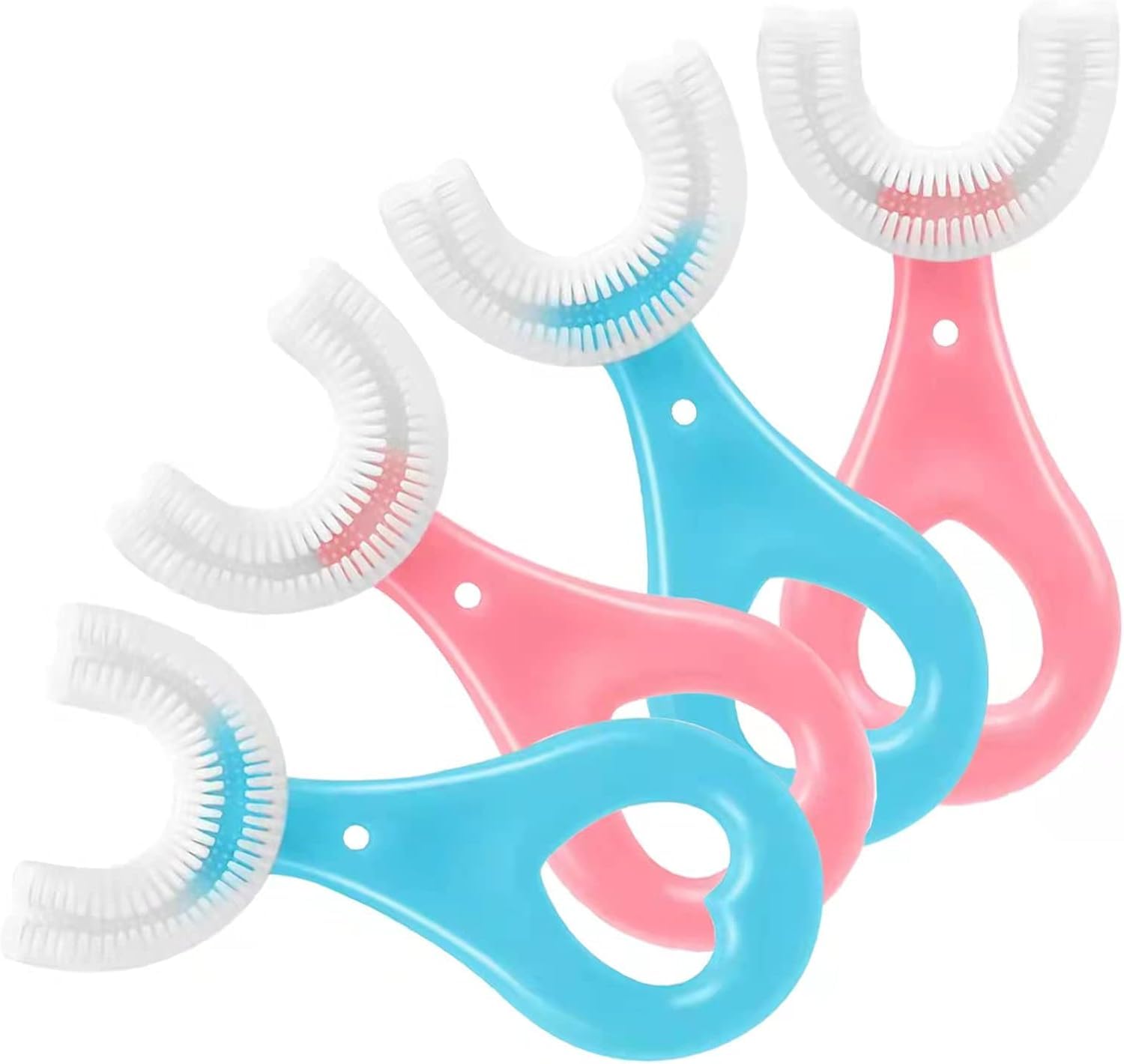 U Shaped Toothbrush for Kids, Food Grade Soft Silicone Brush Head, 360° Oral Teeth Cleaning Tools, Children Infant U Shape Manual Toothbrush (1.5 to 6 Years | Pack of 4)-picture-14