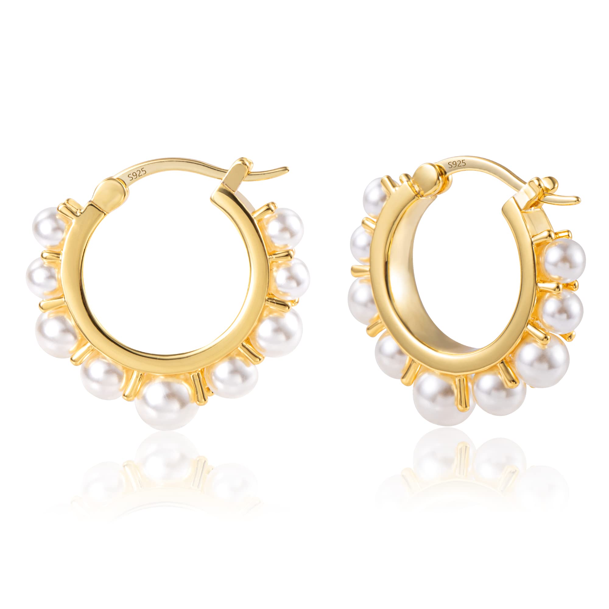 ALEXCRAFT Pendientes de Perlas Mujer Plata Pendientes Mujer Dorados Pendientes Oro Mujer Regalo Mujeres