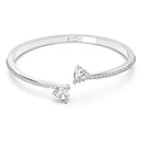 Soul Heart Bangle Bracelet Collection, Rhodium Finish, Clear Crystals