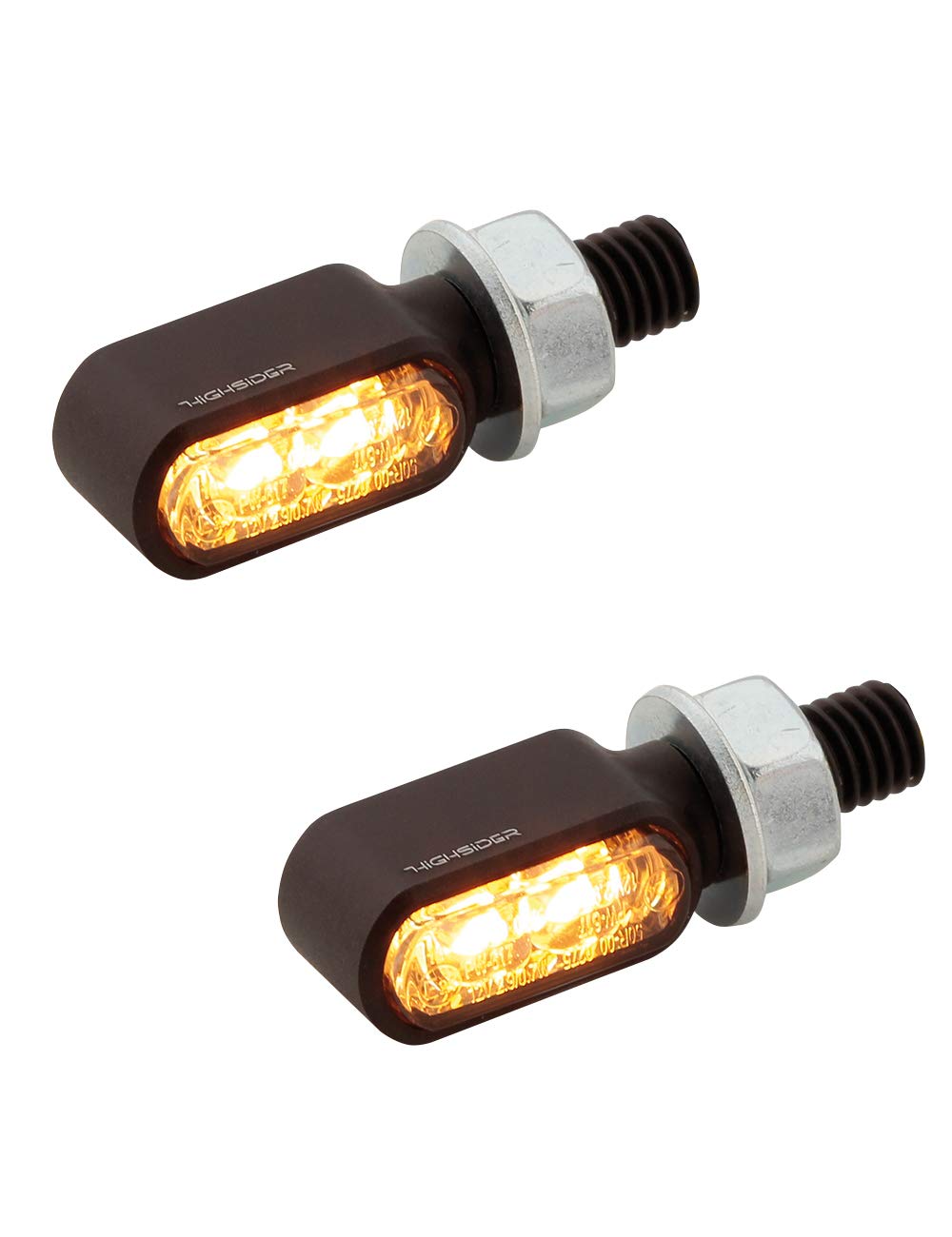 HIGHSIDER Motocykl 2 w 1 kierunkowskazy LED, Little Bronx, z atestem E (2 sztuki) (czarny)