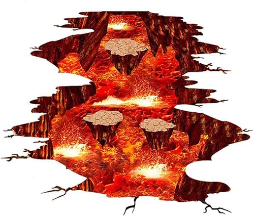 Miniatura 8 de Quanhaigou Calcomanías de pared espaciales 3D extraíbles para llama y volcán de lava, murales, papel tapiz decorativo para el hogar, habitación de