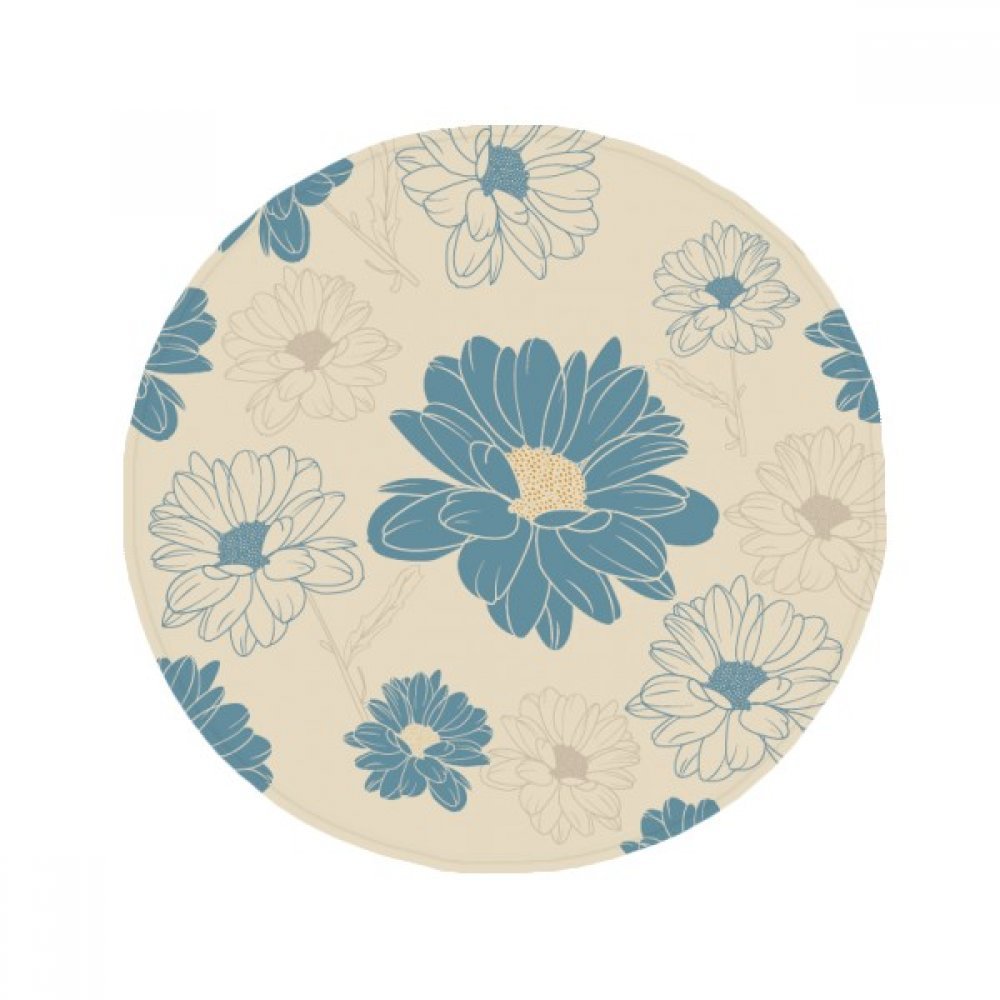 Tapis de sol rond bleu chrysanthème 50cm antidérapant