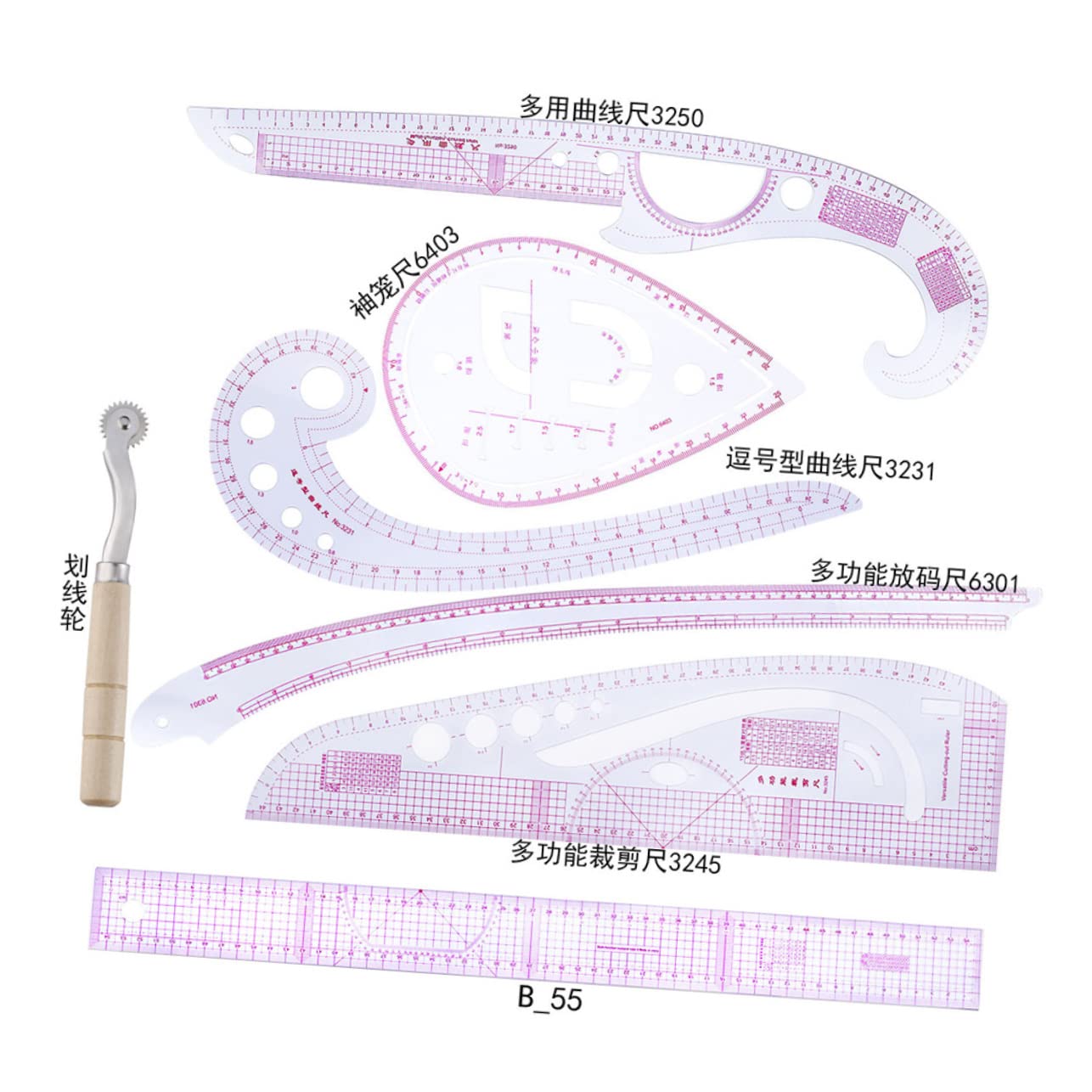 Sewing Measuring Rulers Tailor Clothing Curve Cutting Yardstick with Clear Scale Flexible for Pattern Making and Garment Design