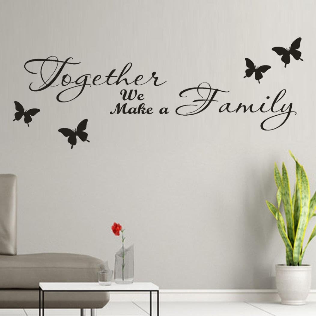 SMILEQ Lovely Quote Wall Stickers Removable Art Vinyl Mural Home Room Decor Together We Make a Family DIY Butterfly Decal (A)
