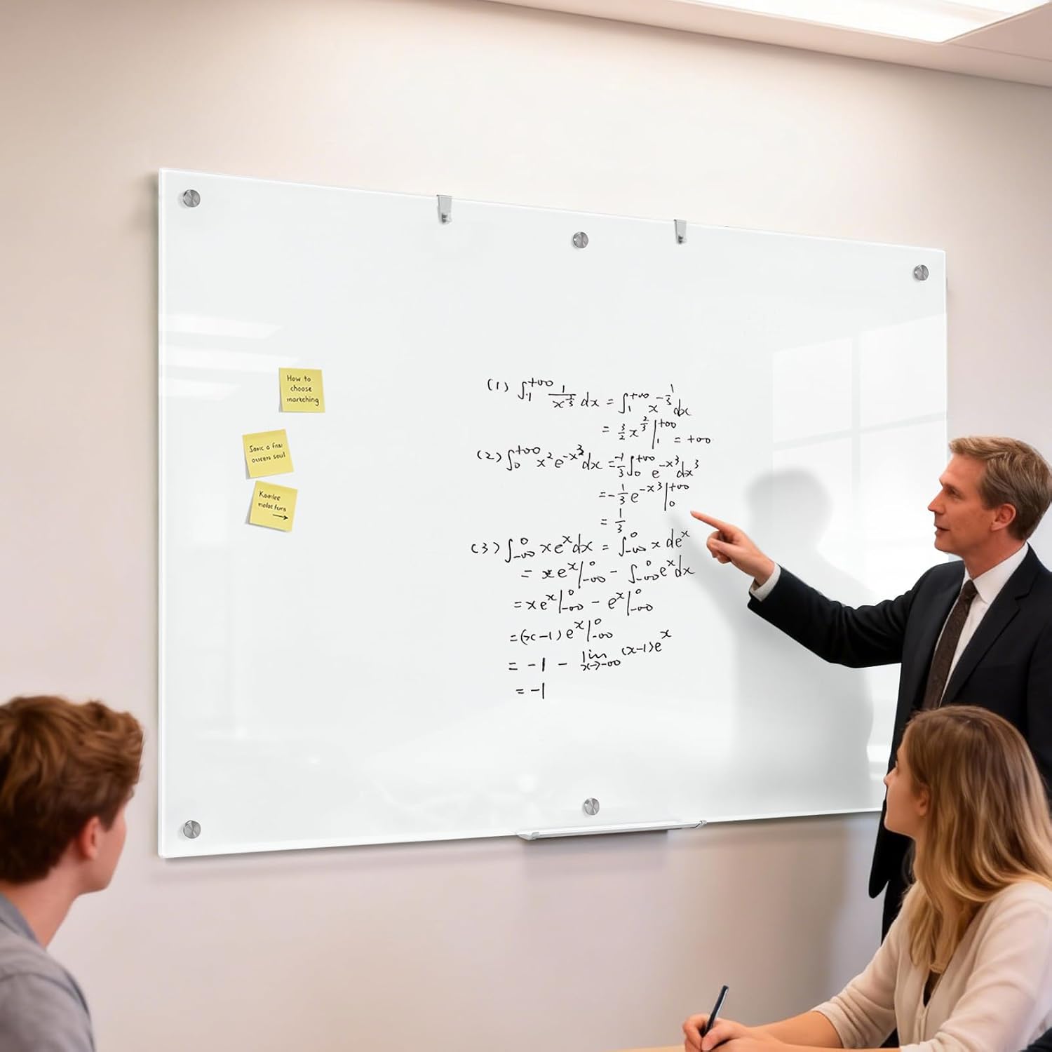Large Glass Whiteboard, 72 x 48 Inches Magnetic Glass Dry Erase Board for Wall, 6' x 4' Brilliance White Board for Office, Home, School