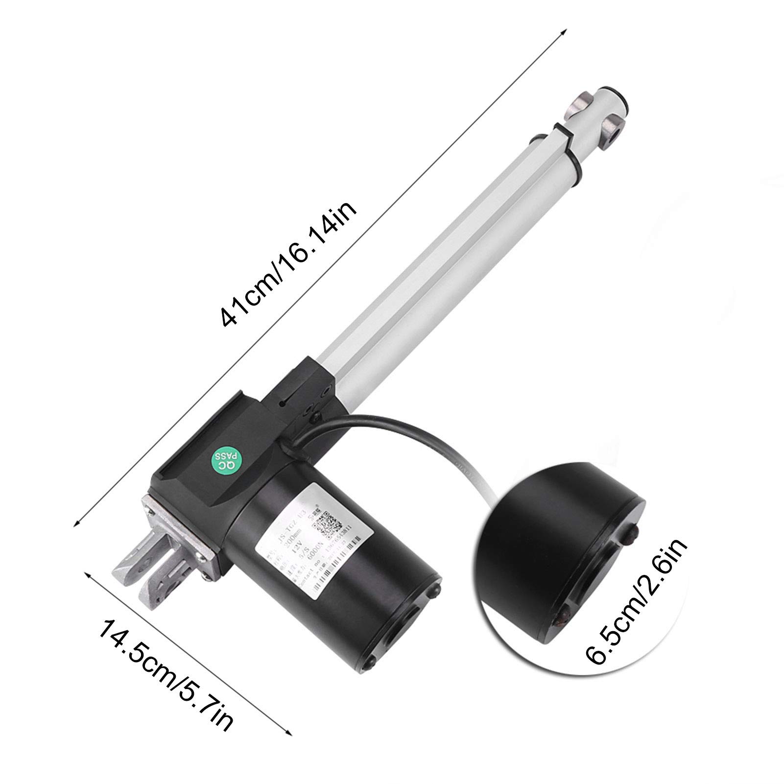 Actuador Lineal 12V 6000N Bewinner Motor Eléctrico para Automoción Médica Carrera 200mm