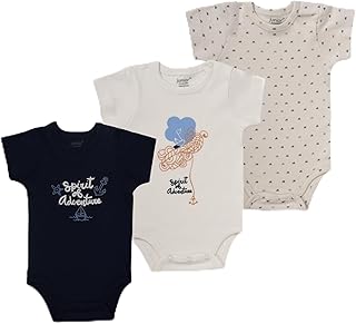junior Unisex Short Sleeve Printed Bodysuit - 5213 Baby & Toddler Underwear Set (pack of 3)